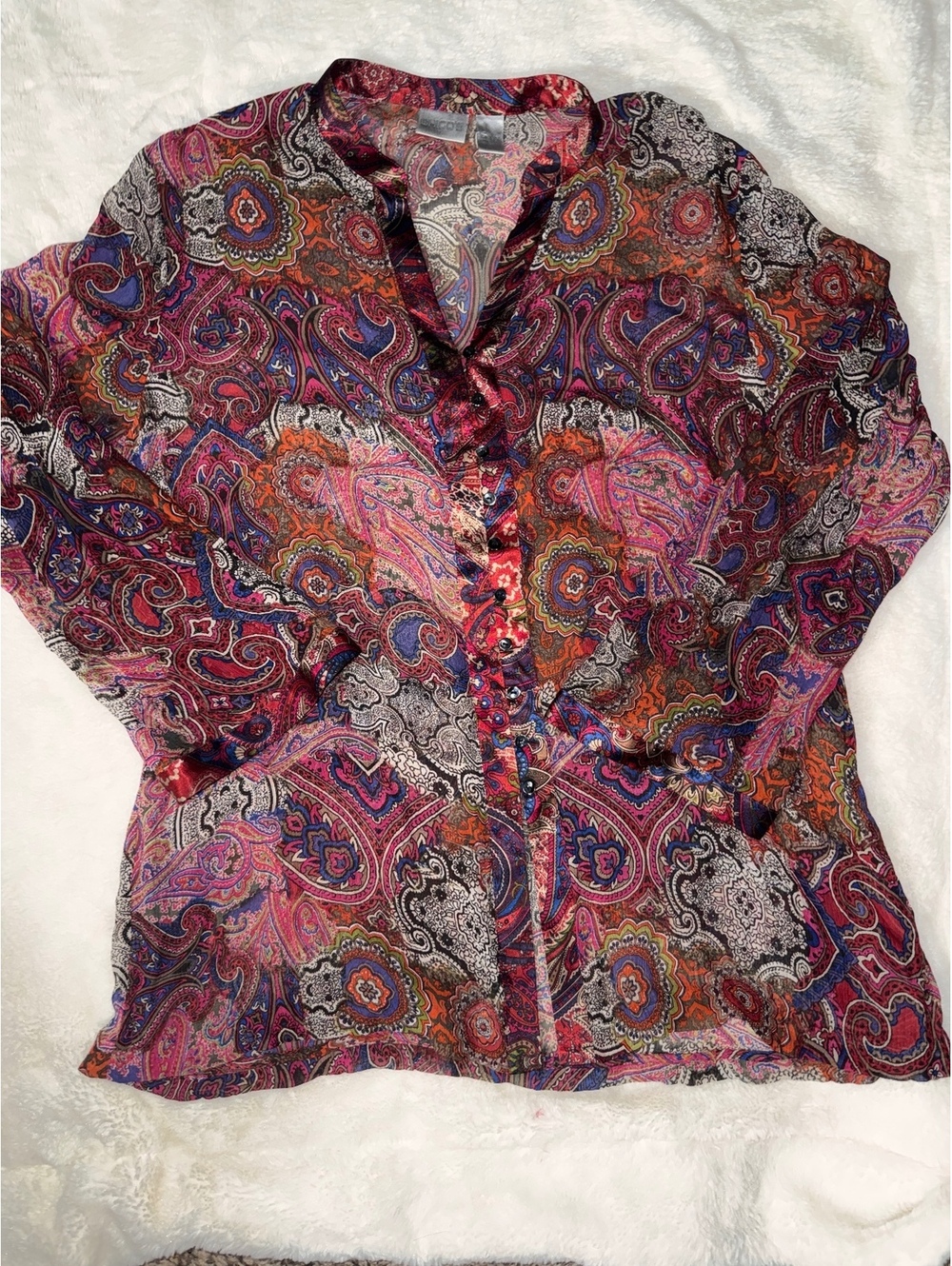 Chico's Size 3 Women's Paisley Button-Up Blouse